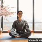 세계적인 CEO들의 아침 루틴 비밀 - A serene early morning scene in a modern Japanese apartment, featuring a young professional CEO sitt...