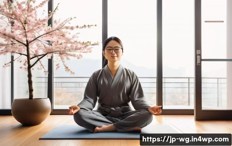 세계적인 CEO들의 아침 루틴 비밀 - A serene early morning scene in a modern Japanese apartment, featuring a young professional CEO sitt...